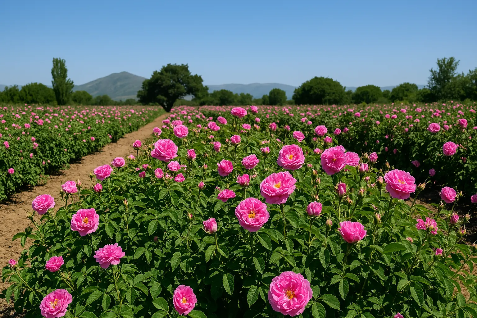 Rosa Damascena rose gardens in Isparta